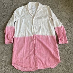 Frank & Eileen Mary Button Down Mini Ombre Pink Dip Dye Shirt Dress